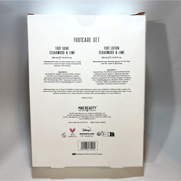 New Star Wars Mandalorian Footcare Set Cedarwood & Lime Foot Soak & Lotion 250ml - Picture 2 of 6